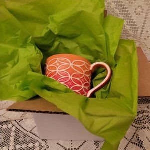 STARBUCKS TANGARINE SPRING ORANGE OMBRE COFFEE MUG HAND PAINTED 2009